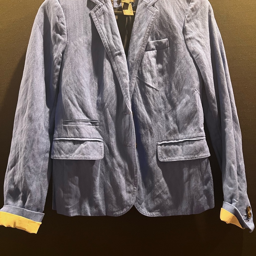 J. Crew Blue Schoolboy Women's Blazer with Contrast Cuffs